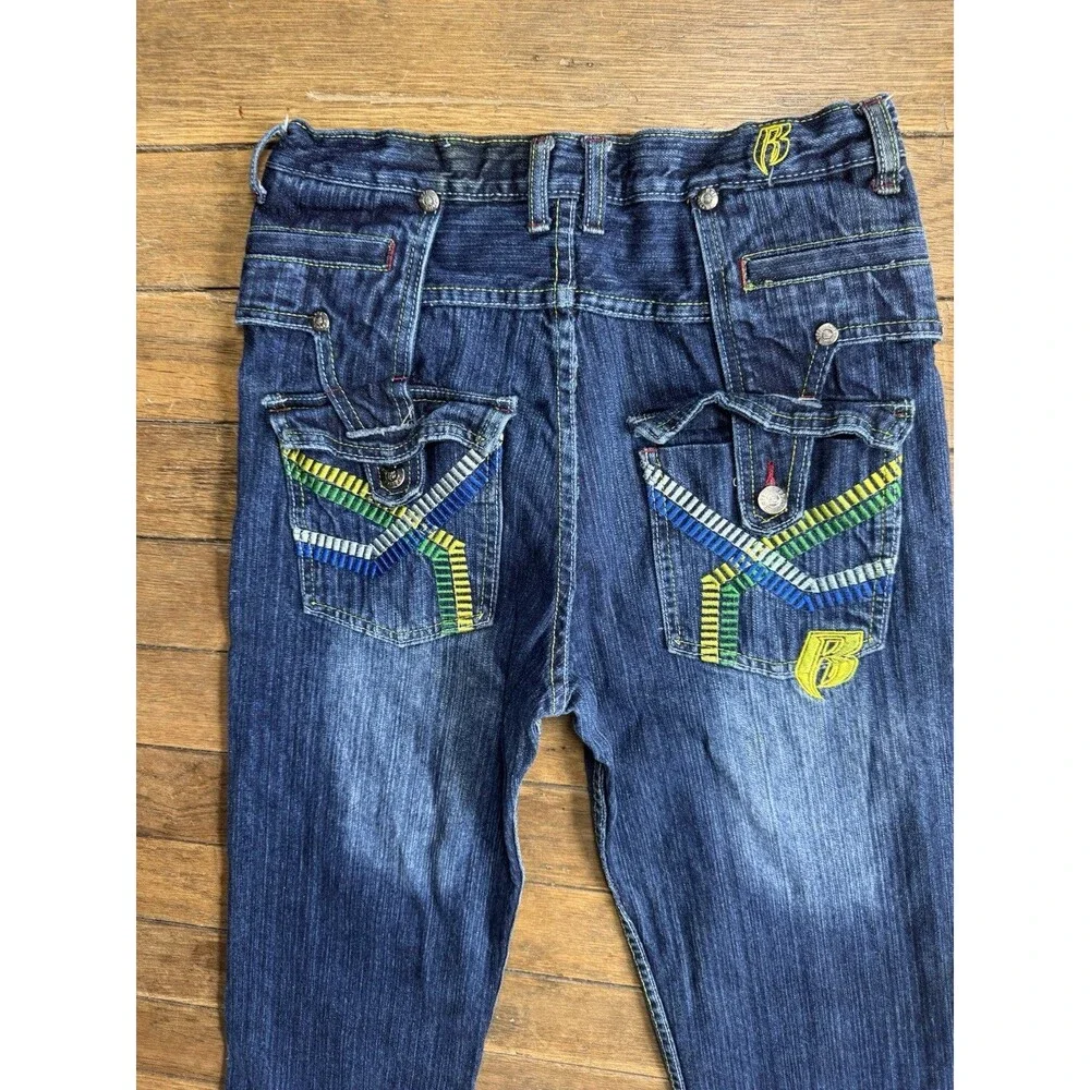 VTG Y2K Ruff Ryders Embroidered Jeans Size 14 Hip Hop DMX Skater Color Stitch